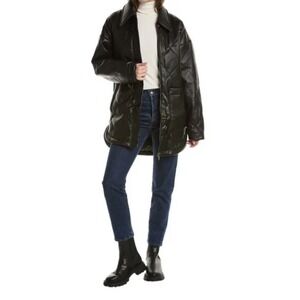 Apparis Stevie Vegan Leather Jacket Quilted Oversized Shacket S